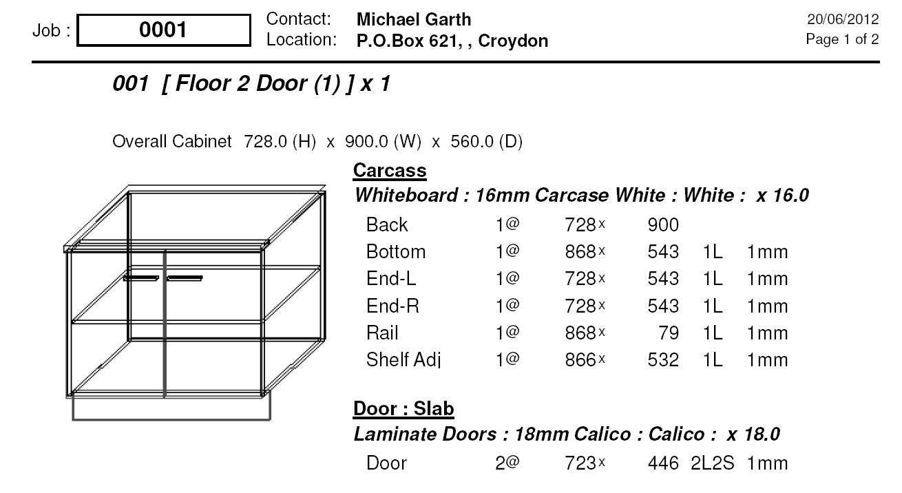 CabMaster Cutting List | Cabinet Design Software